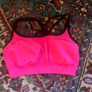 Women's Hot Pink Sports Bra with Black Trim size L
